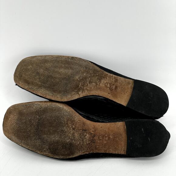 Tory Burch Charm Loafers Leather Collapsible Back Matte Croc Emboss Black 10 - Picture 8 of 8